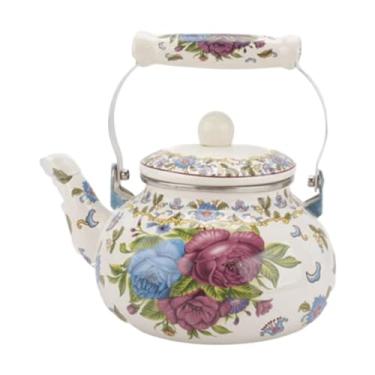 Imagem de Ioensy Chaleira de chá esmaltada vintage, bule esmaltado floral 2,5l, chaleira esmaltada para ferver água quente, chaleira de chá para uso doméstico, Style