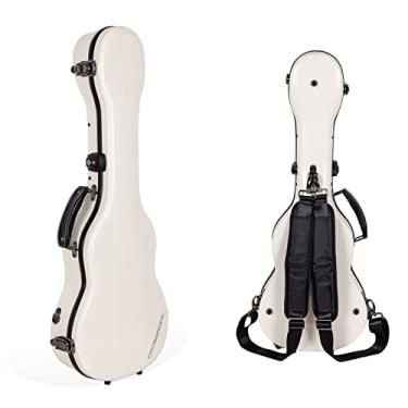 Imagem de Crossrock Capa para Ukulele Barítono, serve para até 78 cm | Capa dura 100% fibra de vidro com travas da marca, trava TSA, compartimento de acessórios e alças destacáveis - branco leitoso