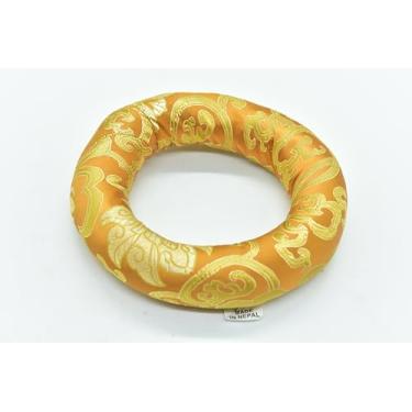 Imagem de Almofada de anel de brocado de seda de 15 cm para tigela tibetana e cristal ~ Melhor para tigela de 15 a 23 cm (laranja)