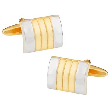 Imagem de Abotoaduras unissex de acabamento misto dourado e prata com caixa de apresentação Cuff-Daddy