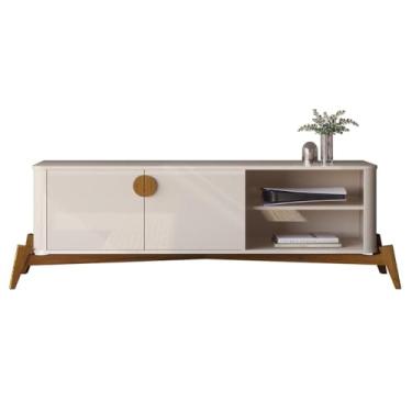 Imagem de Rack Bancada Buriti 1.4 Tv Até 55 Pol. Pés de Madeira Maciça Off White