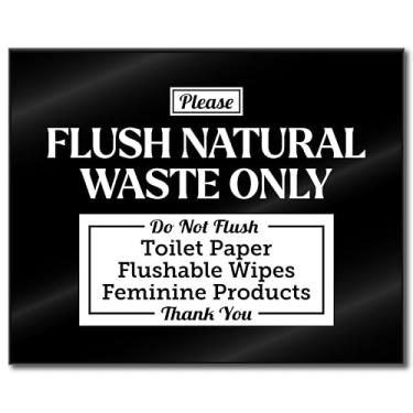 Imagem de Placa de papel higiênico acrílica, Do Not Flush, 12,5 x 10,2 cm, "Dont Flush Anything Down" no vaso sanitário, exceto resíduos naturais, não lave produtos femininos, sem papel higiênico, preto e