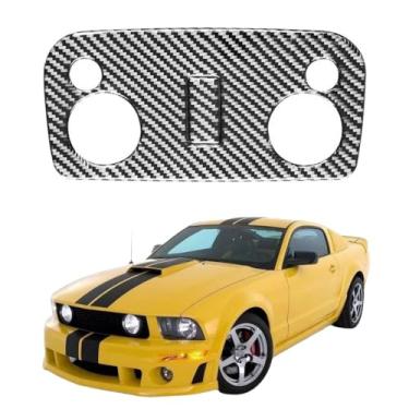 Imagem de IKUESM compatível com acessórios Ford Mustang 2005-2009 S197 GT interior de fibra de carbono luz de leitura do carro painel de controle guarnição adesivos moldura de cobertura(Black)