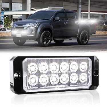 Imagem de Sidaqi 1 barra de luz estroboscópica de LED branca de emergência 12-24V 12 LED para carro, veículo, caminhão, luz de flash de aviso, modo estroboscópico, montagem em superfície, painel de luz policial