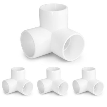 Imagem de Acessórios para tubos de PVC de 3 vias, 3,5 cm, encaixe em T de saída lateral de canto de cotovelo de PVC branco Zernmiarder SCH40, conectores de tubulação de grau de móveis - Serve para tubos de