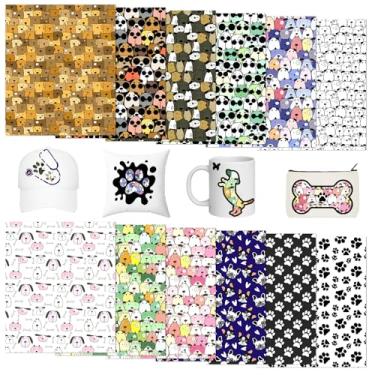 Imagem de Tintnut Papel de transferência de sublimação de desenho animado com estampa de cachorro - 12 folhas de 30,5 x 25,4 cm, folhas de transferência de tinta de sublimação para canecas, copos e camisetas