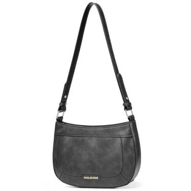 Imagem de molshine Bolsas de ombro pequenas, bolsa acolchoada crescente, bolsa clutch de festa para mulheres modelo DLK0062, Cinza