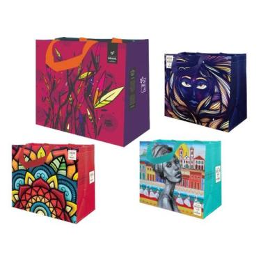 Imagem de Sacolas de Ráfia Ecobag 1 Grande e 3 Médias Sortido B4U