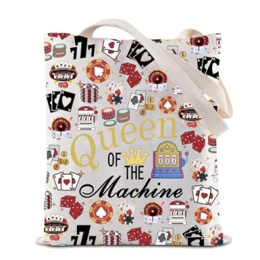 Imagem de ZJXHPO Sacola de cassino, presente para amantes de jogos de azar, rainha da máquina, reutilizável, sacola de compras, slot, presente da sorte, Bolsa para máquina, Medium