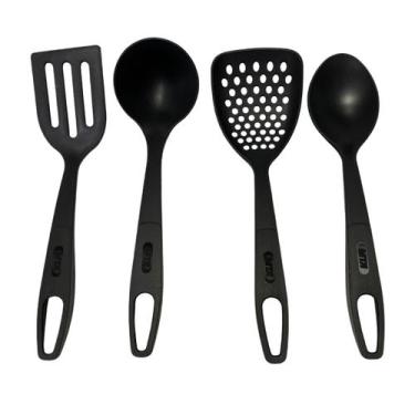 Imagem de Colher Escumadeira Concha e Espátula de Nylon MTA - Kit 4 unidades