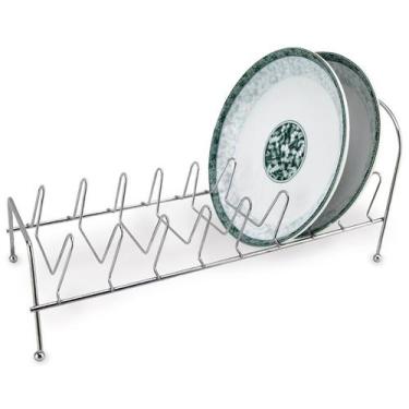 Imagem de Escorredor De Louça Cozinha Aramado Cromado Capacidade de até 10 Prato