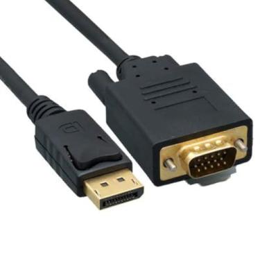Imagem de Cabo DisplayPort para VGA macho para macho HD 1080p preto com conexão de cabo personalizado
