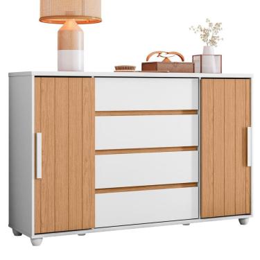 Imagem de Cômoda Sapateira Grande 4 Gavetas 2 Portas Flex Evidência