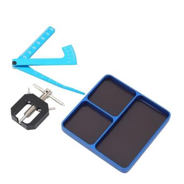 Imagem de Bandeja de Parafuso de Liga de Alumínio para Carro Modelo RC Com Ferramenta de Desmontagem e Régua de Ajuste para Reparo e Manutenção Convenientes (Azul)