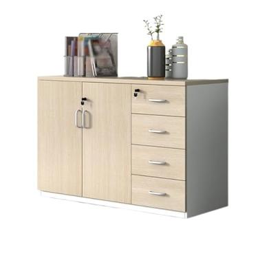 Imagem de LICONG-2020 Armário de arquivo, armário de armazenamento de madeira, duas portas com quatro armários de armazenamento, armário de armazenamento de dados de 1,2 metros, armário de arquivo de escritório