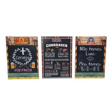 Imagem de Kit Quadro Decorativo Trio Para Churrasqueira Área Gourmet - modernato