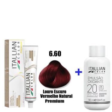 Imagem de Kit Coloração Itallian Premium 60g Louro Escuro Vermelho Natural 6.60 