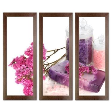 Imagem de Kit Quadros Decorativos Banheiro Lavabo Flores Sabonete spa pedras vel