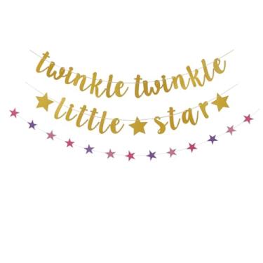 Imagem de Faixa Twinkle Twinkle Little Star, placa dourada divertida para festa de aniversário, suprimentos de decoração de festa de chá de bebê