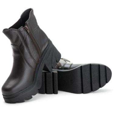 Imagem de Coturno Feminino Chelsea Com Fivela Em Couro - PETTINARI, Marrom, 35