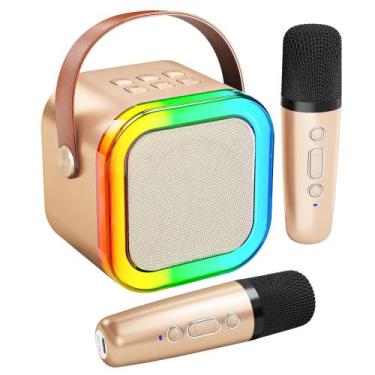 Imagem de Máquina de Karaokê Bluetooth Portátil Peski com 2 Microfones - Para Cr
