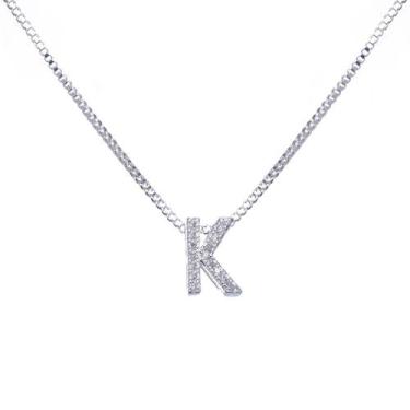 Imagem de Colar inicial cravejada Banhado Prata 925 - Papillon Semi Jóias