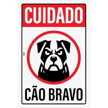 Imagem de Look Placas de Sinalização, Placa Advertência Sinalização Cuidado Bulldog malvado Cão Bravo Protetor Casa Empresa Lar 20x30cm