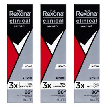 Imagem de Kit 3 Unidades Desodorante Aerosol Rexona Men Clinical Sport 150ml