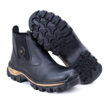 Imagem de Bota Botina Masculina  Couro Latego Legítimo Sola de borracha Trabalho