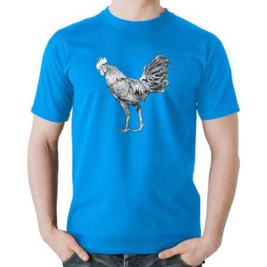 Imagem de Camiseta Algodão Galo Desenho - Foca na Moda, Azul, P