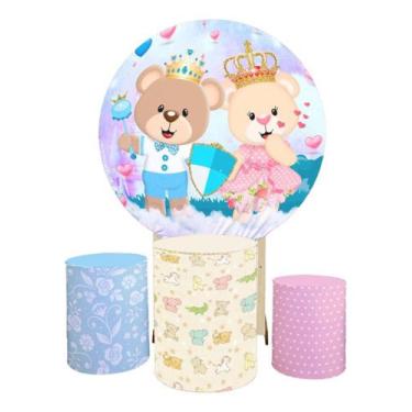 Imagem de Kit Painel Chá Revelação 09 C/ Elastco + Capa Cilindro - Gagu