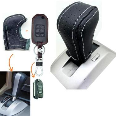Imagem de Kit Capas Couro Manopla Câmbio Automático + Chave Canivete Accord 2008