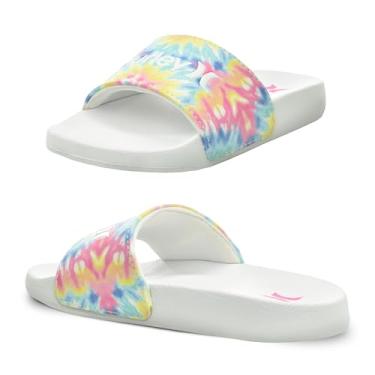 Imagem de Hurley Sand lia infantil ajust vel Naia Chinelos confort veis de ver o para meninos e meninas Pantufas de EVA para banho ao ar livre, praia, piscina, Tie Dye/Branco, 4 Big Kid