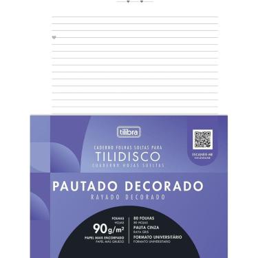Imagem de Tilibra - Refil para Tilidisco Universitário Pautado, 80 Folhas, 90 g/m² - furação para 11 discos
