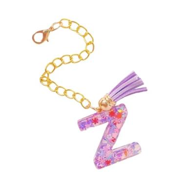 Imagem de HAPPYLIVE SHOPPING Acessórios de letras para copo Stanley, corrente de garrafa de água com letra, 1 peça de chaveiro fofo com pingente com borla para Stanley Tumbler para mulheres, Resina epóxi