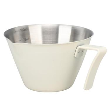 Imagem de Copo medidor de café de metal portátil 100 ml copo medidor de aço inoxidável café escritório hotel (branco amassado)