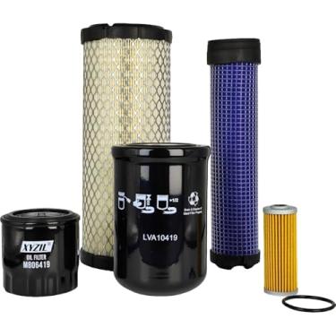 Imagem de XYZIL LVA21198 Kit de filtro de manutenção compatível com John Deere 4200 4300 4400 trator utilitário compacto M131802 M131803 M806419 MIU804763 LVA10419 Motor de transmissão hidrostática óleo ar