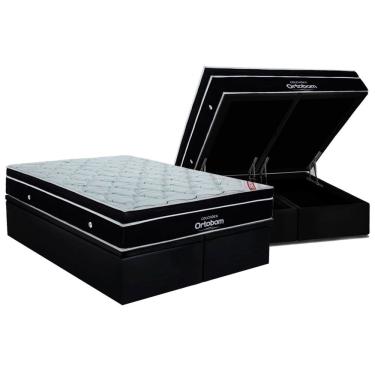 Imagem de Cama Box Baú Queen: Colchão Molas SuperPocket Ensacadas Ortobom Elegant + Base crc Sued...