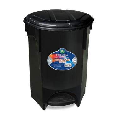 Imagem de Lixeira Multiuso Oval Com Pedal E Tampa 30 Litros Preta