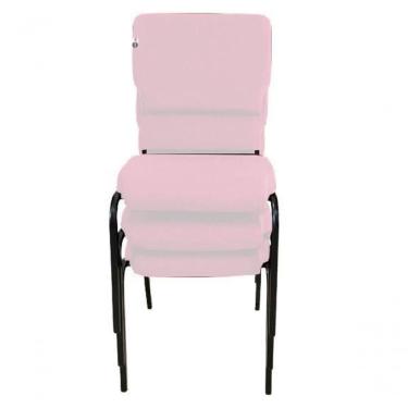 Imagem de 03 Cadeiras Empilhável Para Igrejas Evangélicas Linha Church Rosa