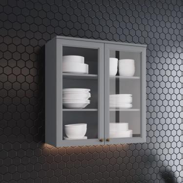 Imagem de Armário Aéreo 2 Portas 80cm Emily Espresso Móveis