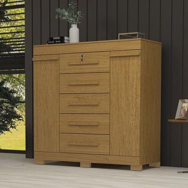 Imagem de Cômoda 120cm 2 Portas 5 Gavetas 100% Mdf Coleus Espresso Móveis