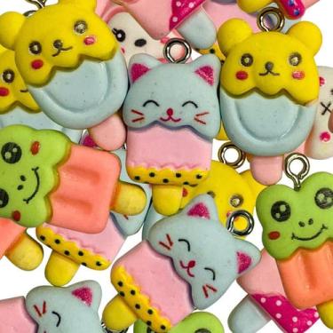 Imagem de Kit 20 Pingentes Sorvete Bichinhos Para Fazer Pulseira Colar Brincos Bijuteria Artesanato Infantil