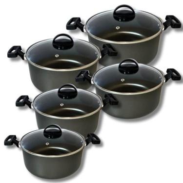 Imagem de Jogo De Panelas 5 Peças Antiaderente Com Tampa De Vidro - Gal Alumínio