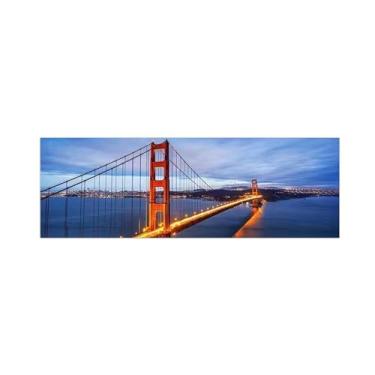 Imagem de Pintura de arte de parede em tela de paisagem imagem de natureza - Ponte Golden Gate Night-Print em tela - Pôster e impressões para decoração de parede de sala de estar 50 x 150 cm sem moldura