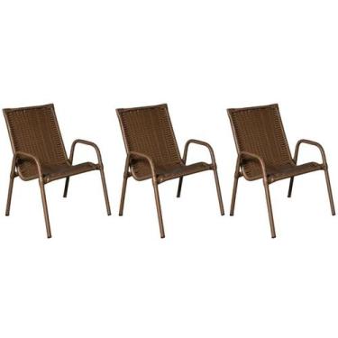 Imagem de Kit 3 Cadeiras Ipanema Area externa, Jardim Junco Bronze - J A Garcia
