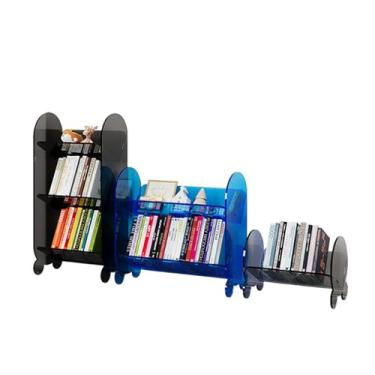 Imagem de Estante de acrílico, pequena estante de canto independente prateleira de exibição para sala de estar, quarto, banheiro, espaços pequenos (preto, 1 camada)