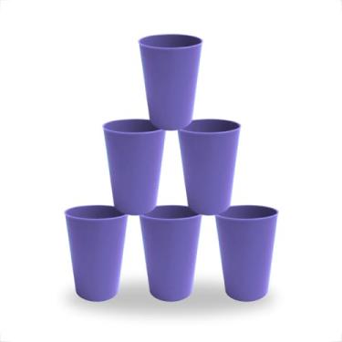 Imagem de Kit 4 Copos Plásticos Coloridos 200ml Infantil Reutilizável p/Merenda Escolar e Festas (Roxo)