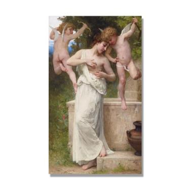 Imagem de NHLDZYH William Adolphe Bouguereau Impressões artísticas - Pintura de retrato - (Love Wounds) - Pôster temático de mitologia grega - Pôster de decoração de parede vintage. Tela de 70 x 119 cm - 27,5 x