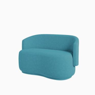 Imagem de Namoradeira Beatriz Orgânica Boucle Lisa - 7 Decor - Estopar, Azul Tur
